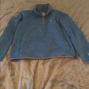 LL Bean Sweater Fleece Pullover Blue Mens L